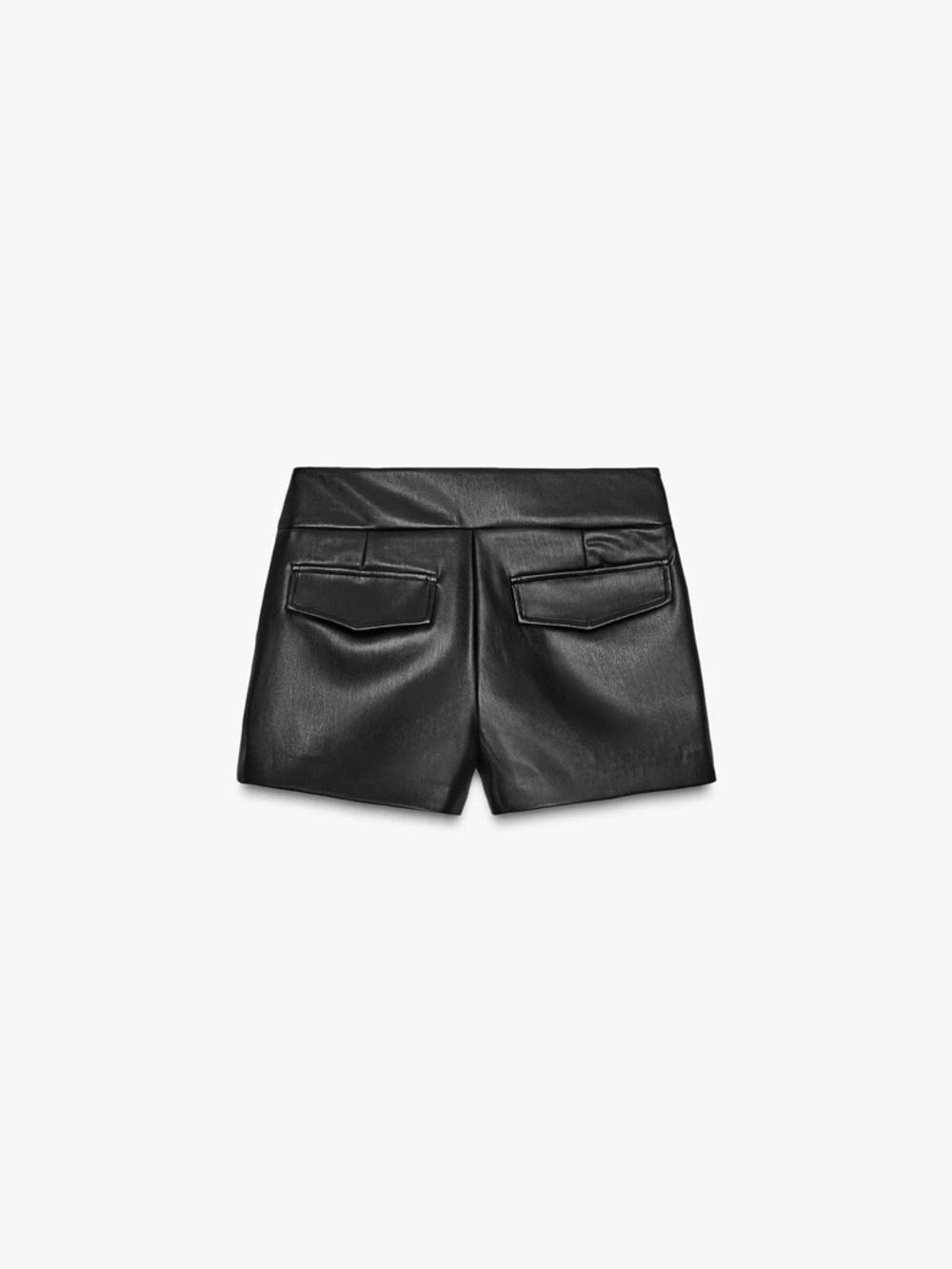 Zara Black High-Waist Faux Leather Shorts